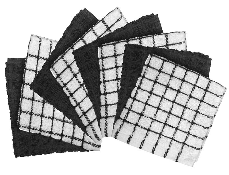 Bumble Towels Bumble Dish Towels & Dish Cloths (8 Pack) | 100% Cotton Kitchen Towels | 12"" x 12"" | 405 GSM | Soft, Highly Absorbent & Durable Rags for Washing Dishes | Black - Image 2